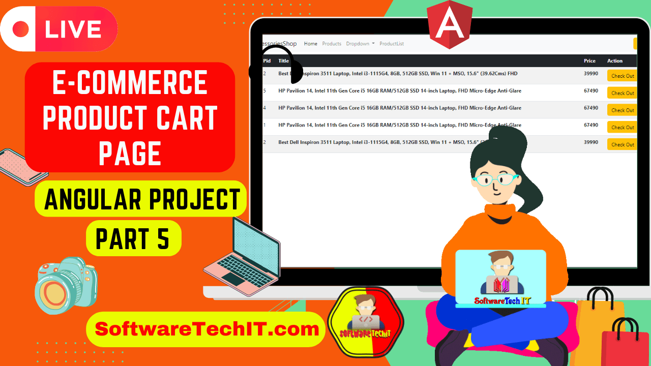 Read more about the article Angular Part 5: Create Product Cart Page in Angular & API URL | Create EAccessoriesShop Angular